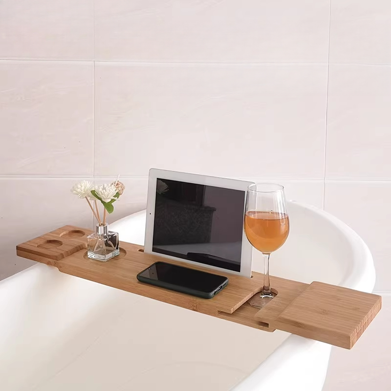 Bath Caddy Tray - Bamboo Bathtub Caddy with Tablet Phone