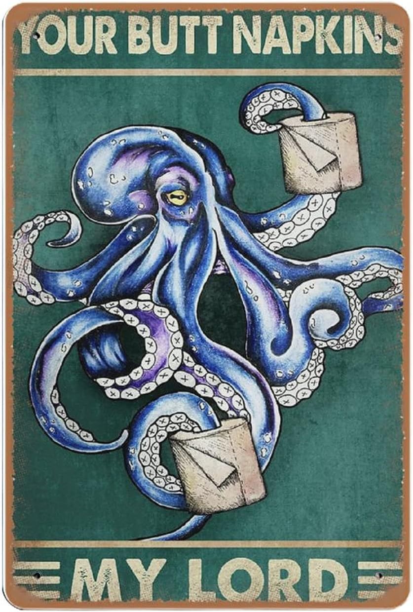 Home Bathroom Wall Decor - Dreacoss Octopus Vintage tin Sign, Funny