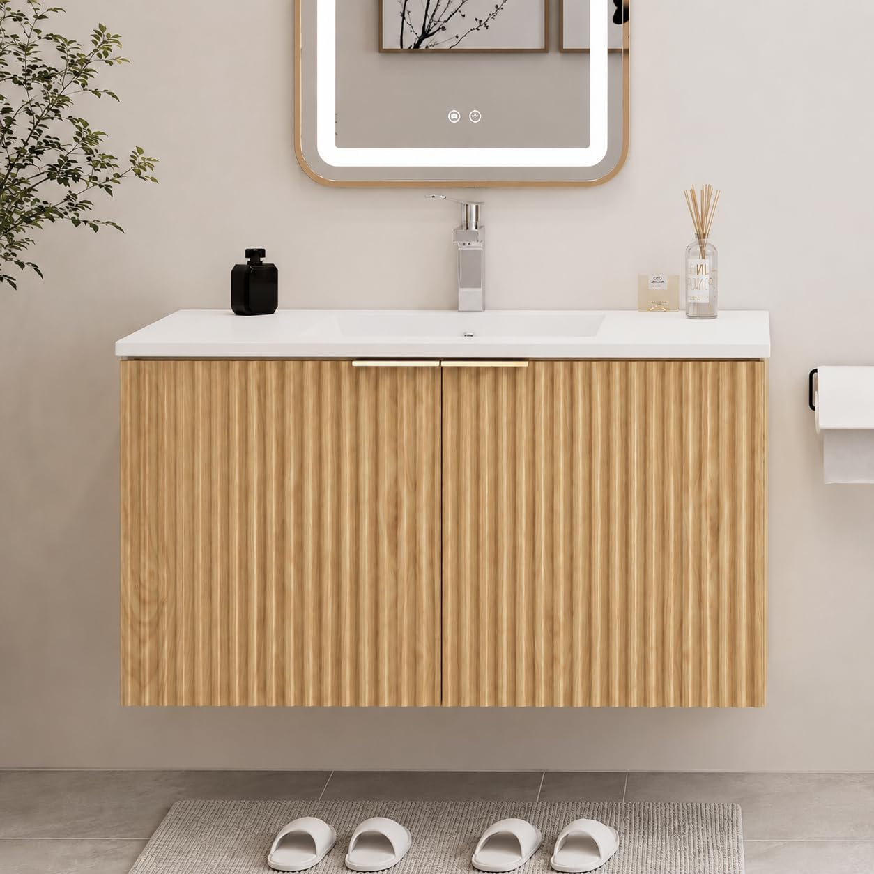 Home Goods Bathroom Cabinets - Modern Floating Bathroom Vanity With Wavy