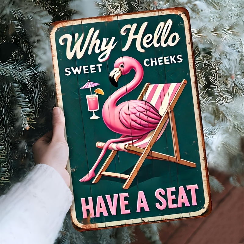 Home Bathroom Wall Decor - Room Decor Flamingo Metal Sign, 7.8x11.8in,