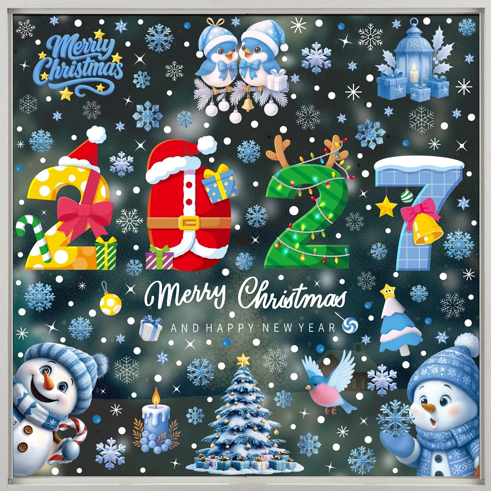 Home Bathroom Wall Decor - 2027 Merry Christmas Decoration Window Stickers