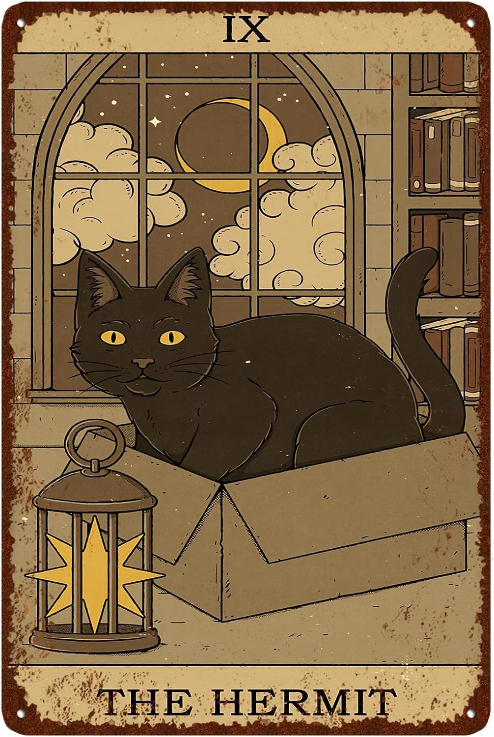 Home Bathroom Wall Decor - Vintage Cat Tin Sign Retro Tarot