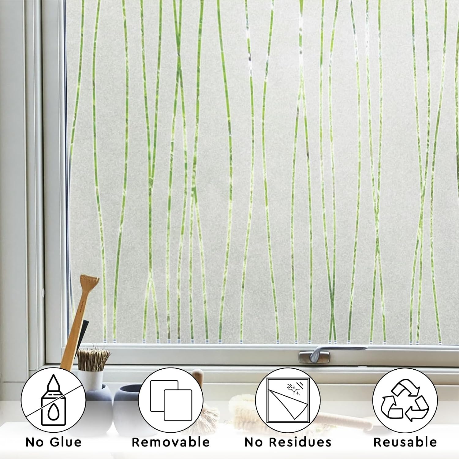 Stripe Pattern Frosted Window  - Home Bathroom Window Tint recension och pris