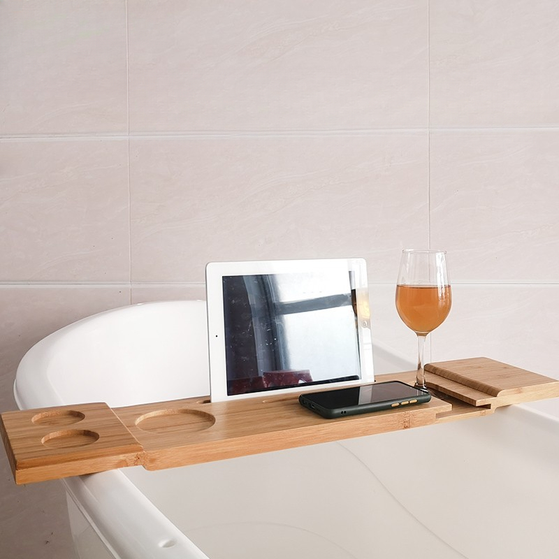 Bamboo Bathtub Caddy with Tabl - Bath Caddy Tray recension och pris
