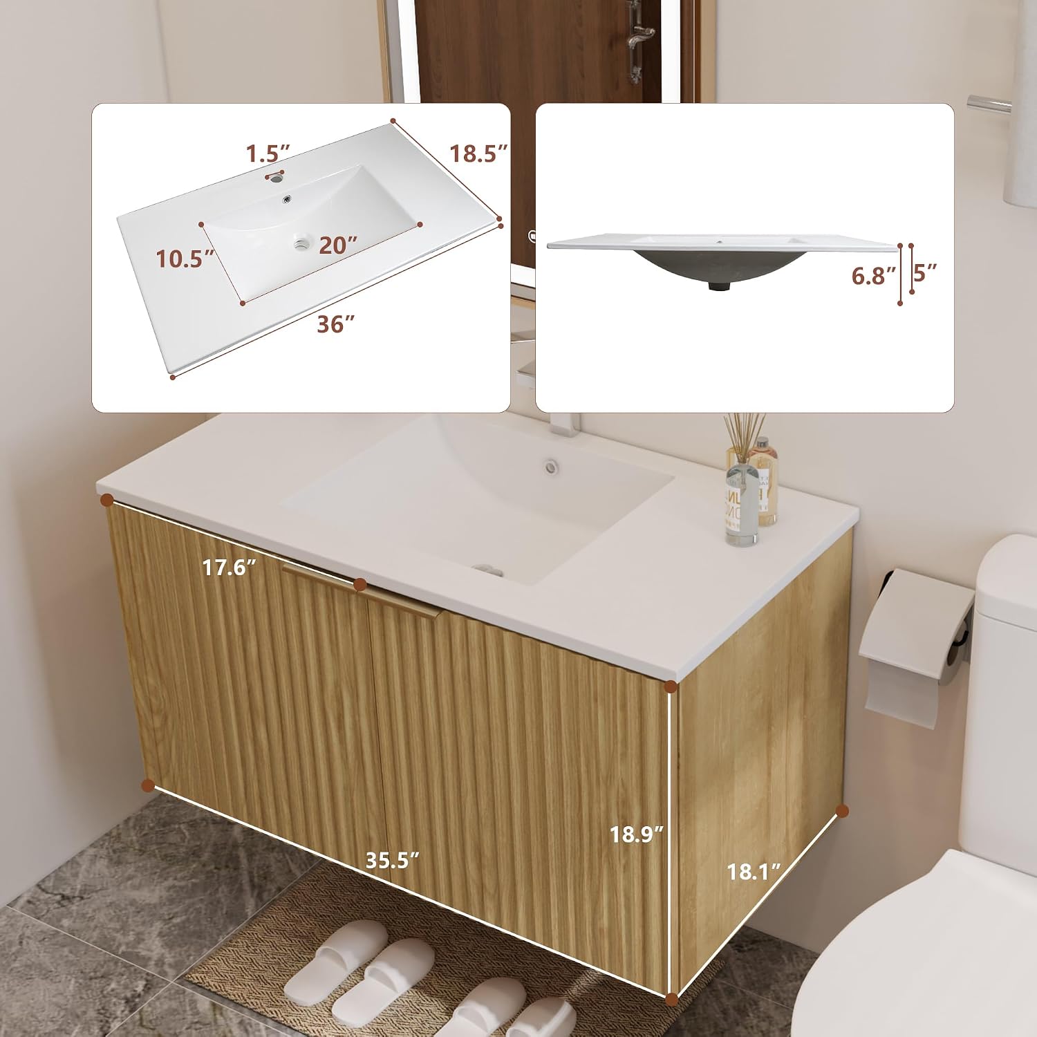 Modern Floating Bathroom Vanit - Home Goods Bathroom Cabinets recension och pris