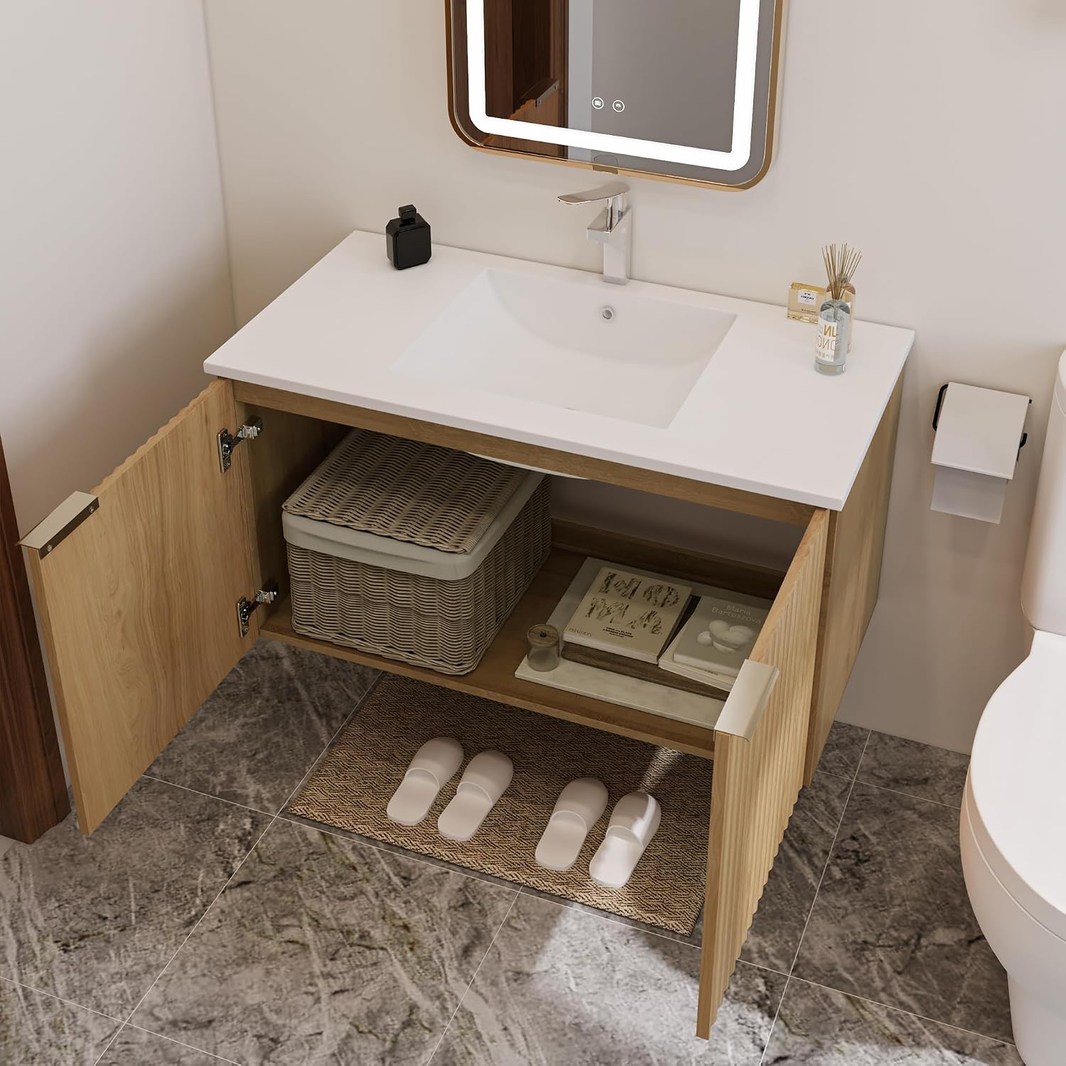 Modern Floating Bathroom Vanit - Home Goods Bathroom Cabinets recension och pris