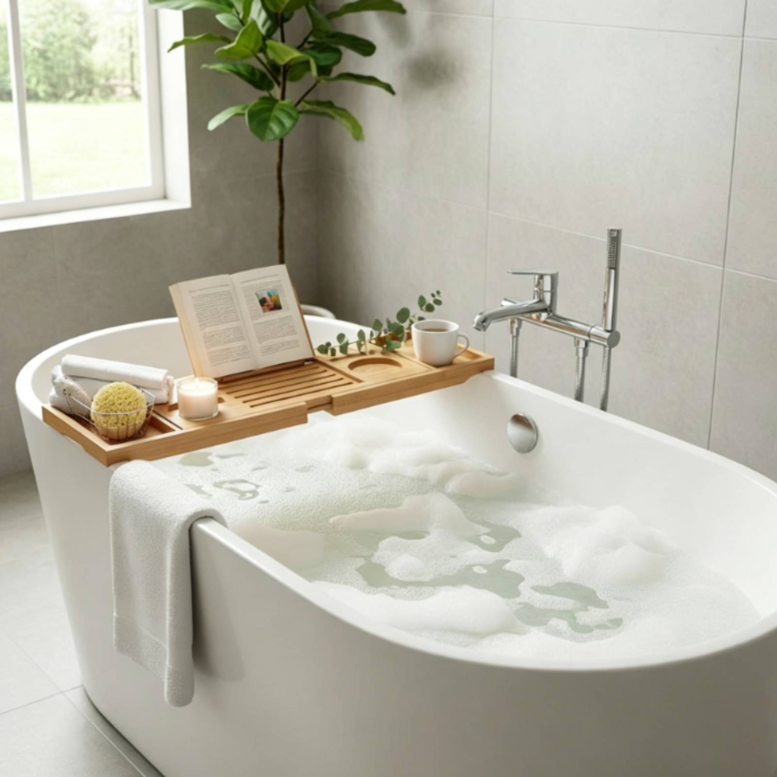 Bathtub Tray Wood Grain Bath T - Bath Caddy Tray recension och pris