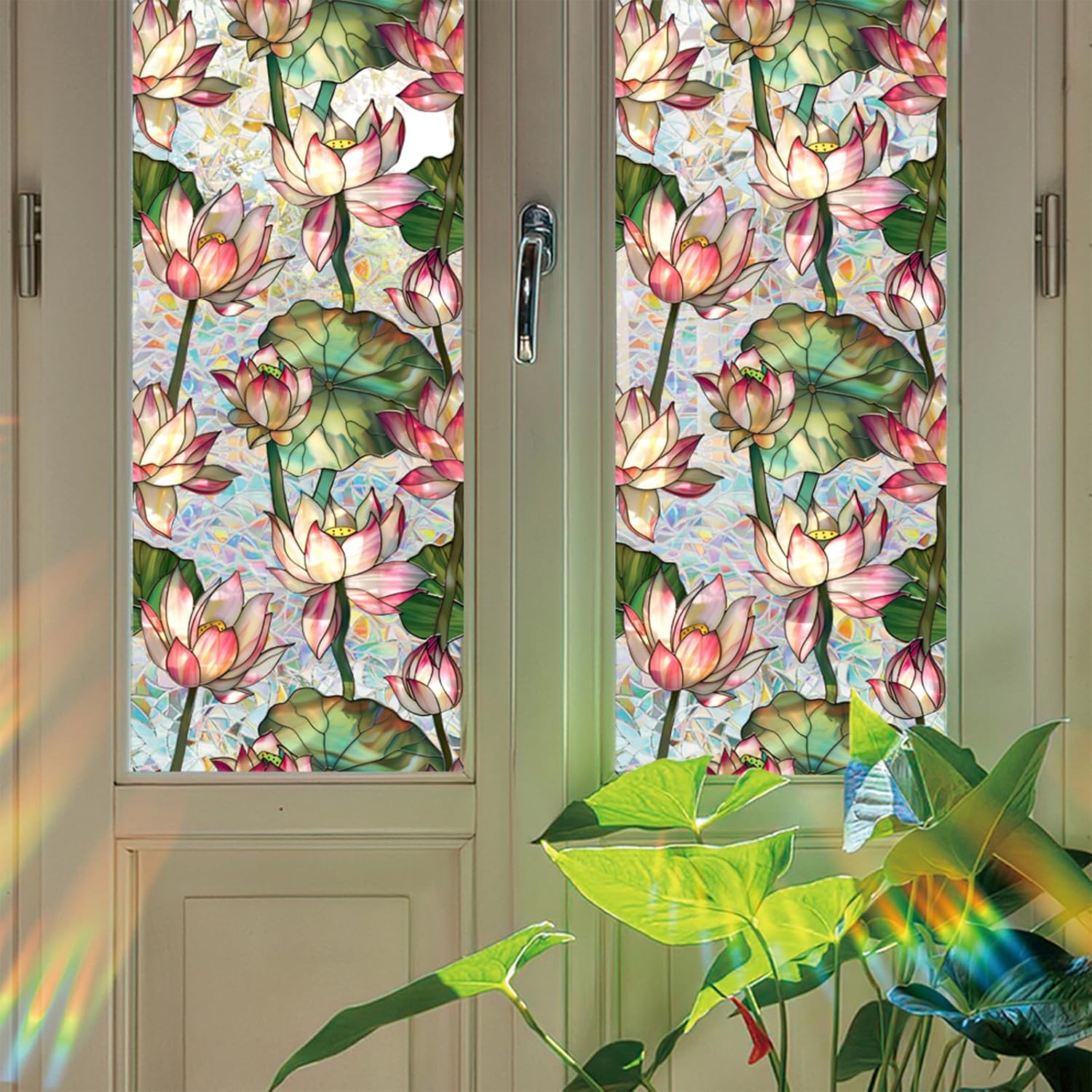 Lotus Flowers Stained Glass Wi - Home Bathroom Window Tint recension och pris