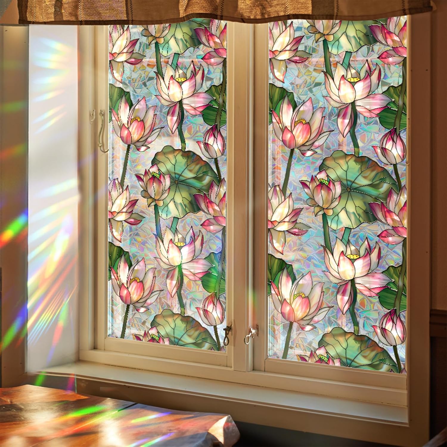 Lotus Flowers Stained Glass Wi - Home Bathroom Window Tint recension och pris