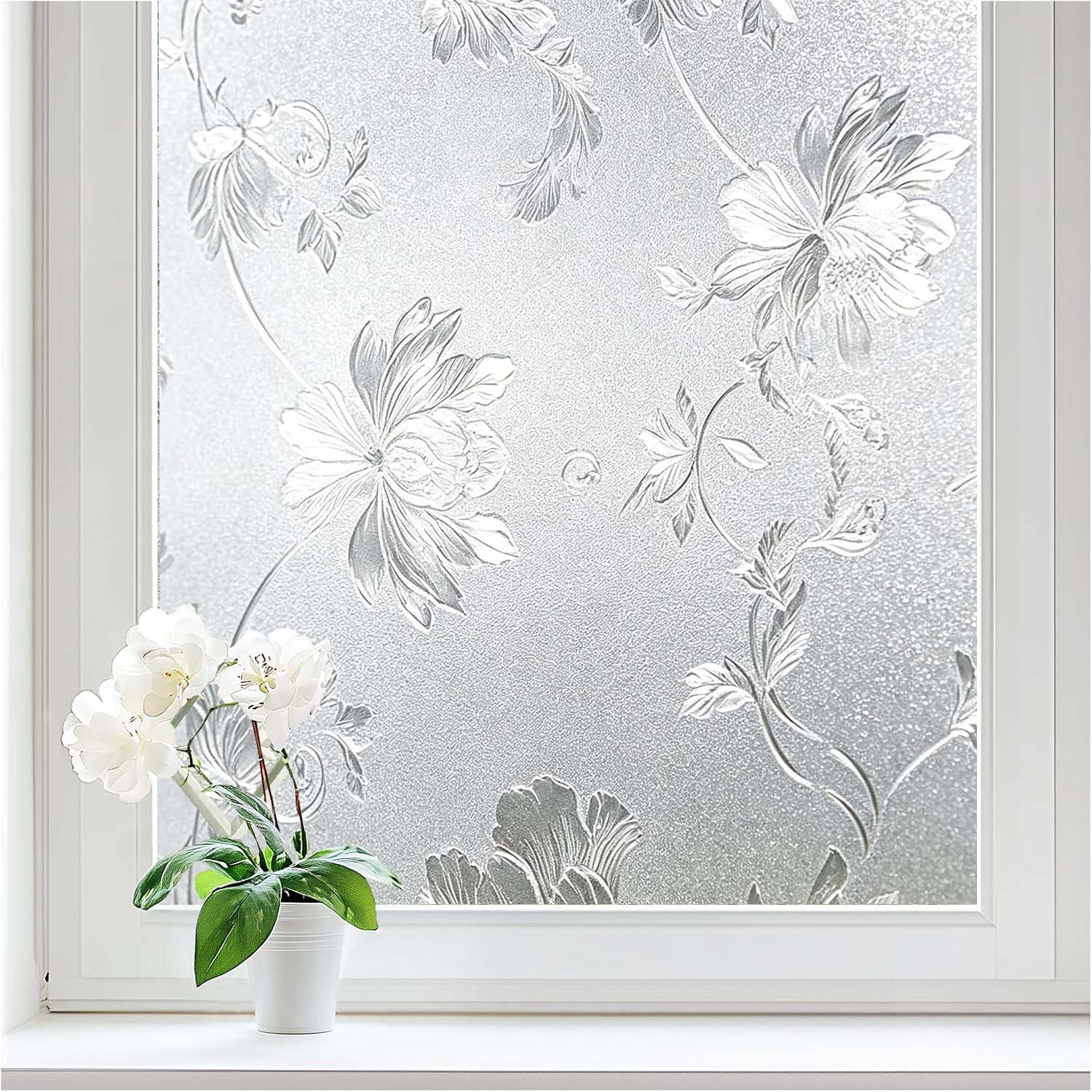 Floral Frosted Window Privacy  - Home Bathroom Window Tint recension och pris