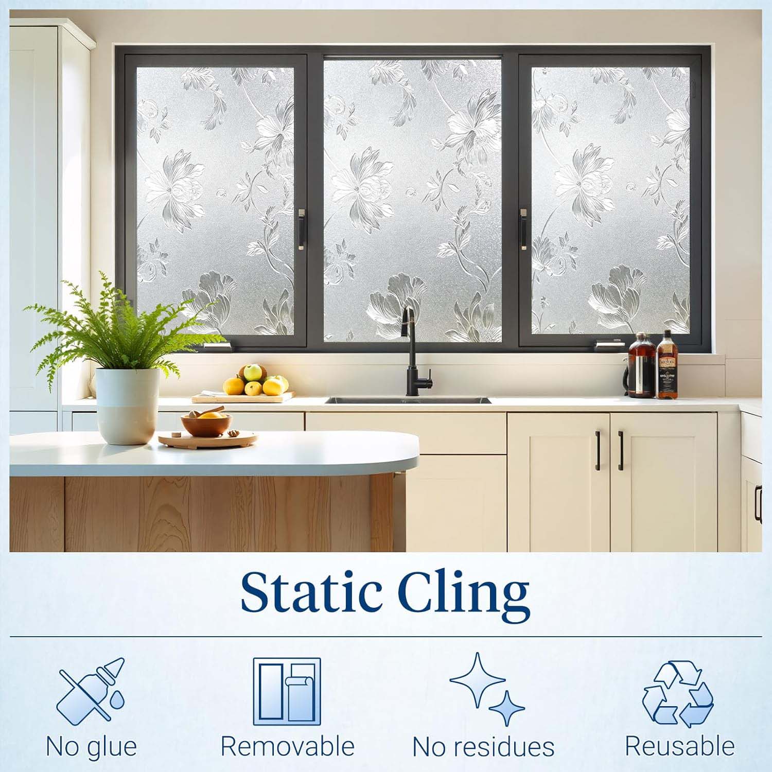 Floral Frosted Window Privacy  - Home Bathroom Window Tint recension och pris