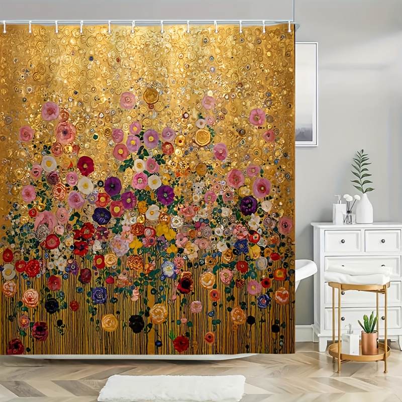 Luxury Gold Floral Print Showe - Home Bathroom Spa recension och pris
