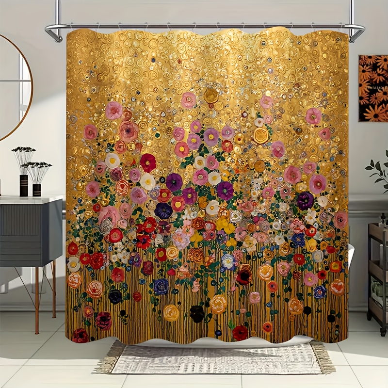 Luxury Gold Floral Print Showe - Home Bathroom Spa recension och pris